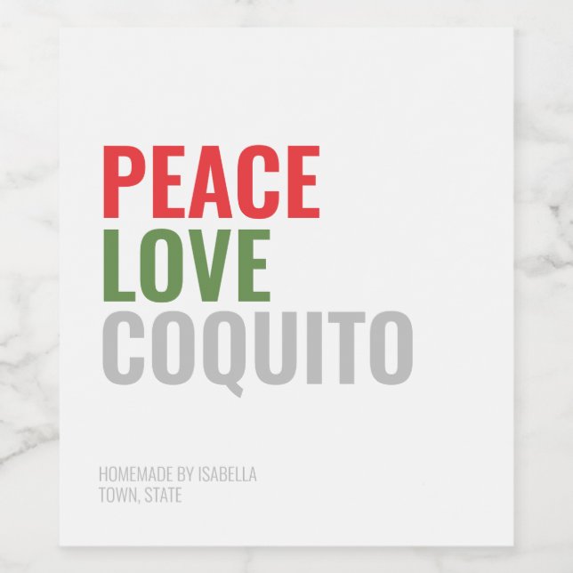 Étiquette Pour Bouteilles De Vin Boisson de Noël Coquito moderne (Étiquettes simples)