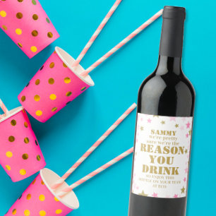 Étiquette Pour Bouteilles De Vin Boisson Raison rose amusant Boss Appréciation Cade
