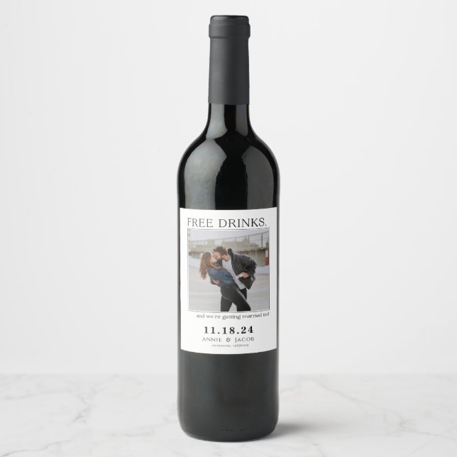 Étiquette Pour Bouteilles De Vin Boissons gratuites Enregistrer la date (Devant)