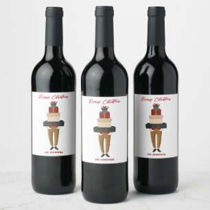 Étiquette Pour Bouteilles De Vin Boîtes de Noël festives