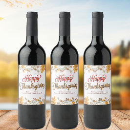 Étiquette Pour Bouteilles De Vin Bon thanksgiving Chic Fall Leaves Société Parti