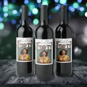 Étiquette Pour Bouteilles De Vin Bonjour 40, quarante photo personnalisée, 40e anni