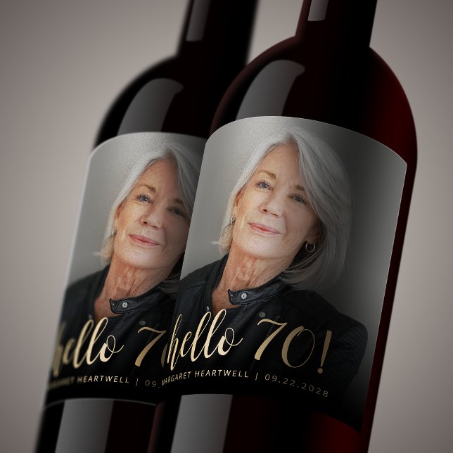 Étiquette Pour Bouteilles De Vin Bonjour 70 Seveneth Anniversaire Photo (Créateur téléchargé)
