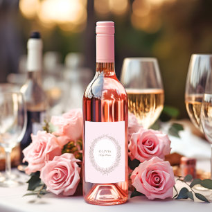 Étiquette Pour Bouteilles De Vin Bonjour Bebe French Patisserie Baby shower Rose