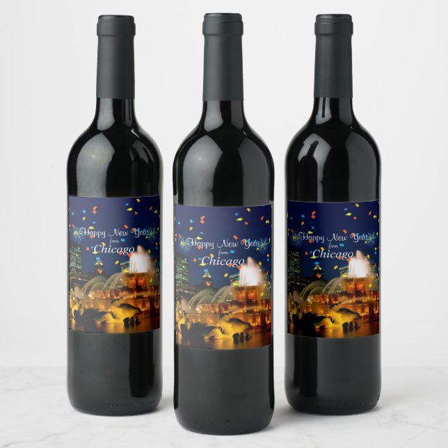 Étiquette Pour Bouteilles De Vin Bonne année à Chicago (Bouteilles)