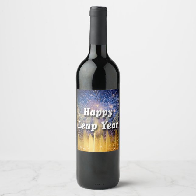 Étiquette Pour Bouteilles De Vin Bonne année bissextile 2024 (Devant)