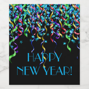 Étiquette Pour Bouteilles De Vin Bonne année ! Étoiles, Ruban