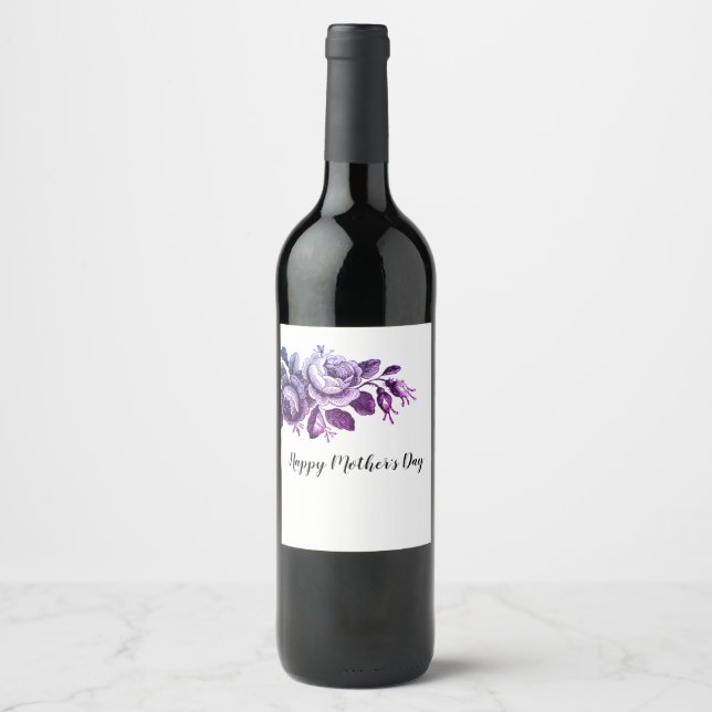 Étiquette Pour Bouteilles De Vin Bonne fête des mères (Devant)
