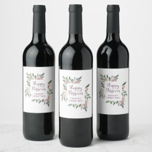 Étiquette Pour Bouteilles De Vin Bonne Pâque & Pesach Kasher veSameach en hébreu