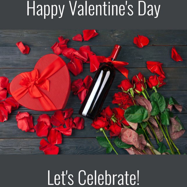 Étiquette Pour Bouteilles De Vin Bonne Saint Valentin (A beautifully arranged Valentine's Day scene featuring a heart-shaped gift box!)