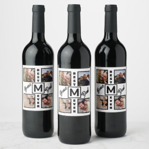 Étiquette Pour Bouteilles De Vin Bonus moderne personnalisé Papa Stepdad 4 Photo Co