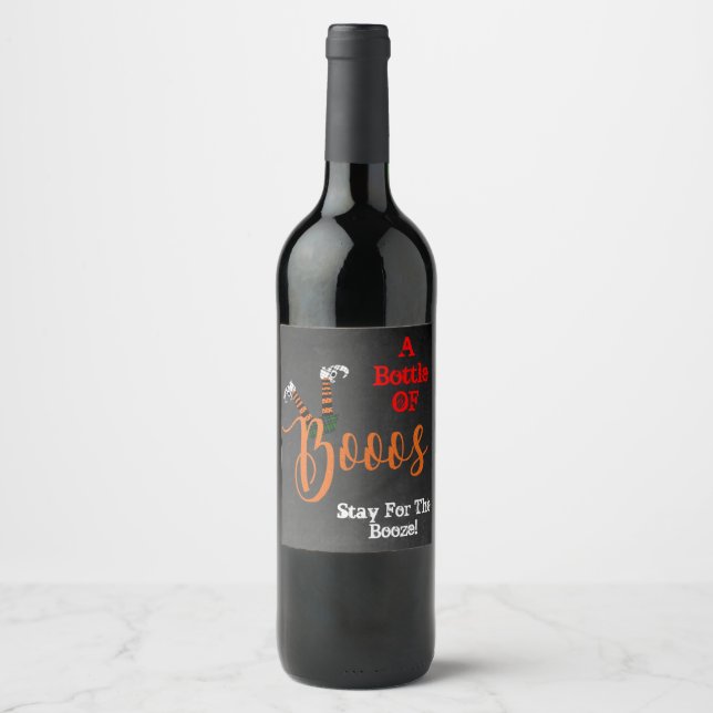Étiquette Pour Bouteilles De Vin Booze & Boo Party (Devant)