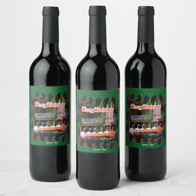 Étiquette Pour Bouteilles De Vin Boston, MA - Joyeux Noël (Bouteilles)