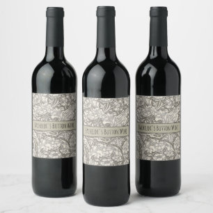 Étiquette Pour Bouteilles De Vin Bot floral à fleurs à boutons de William Morris Ba