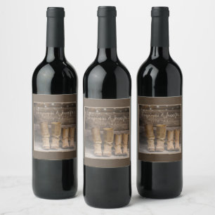 Étiquette Pour Bouteilles De Vin Botte de cowboy de l'Ouest Monogramme de grange ru