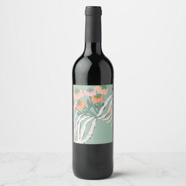Étiquette Pour Bouteilles De Vin Bouquet de citrouilles squelettes Halloween (Devant)