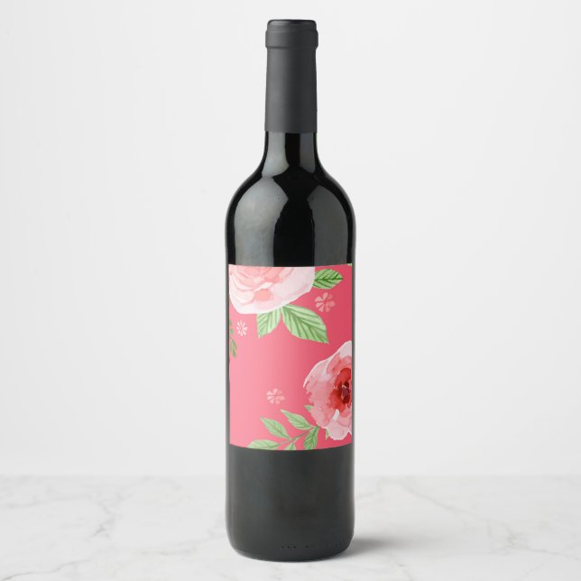 Étiquette Pour Bouteilles De Vin Bouquet de rose (Devant)