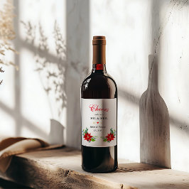 Étiquette Pour Bouteilles De Vin Bouquet floral Poinsettia, Mariage