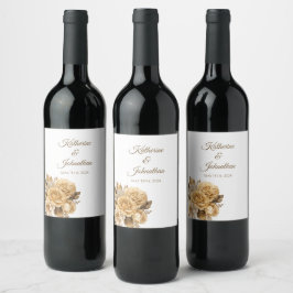 Étiquette Pour Bouteilles De Vin Bouquet-Mariage de fleurs neutres