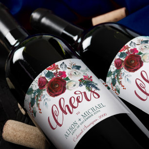 Étiquette Pour Bouteilles De Vin Bouquet rouge bordeaux blanc fleuri acclamer le ma