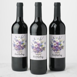 Étiquette Pour Bouteilles De Vin Bouquet Vintage  Calligraphie d'anniversaire Custo
