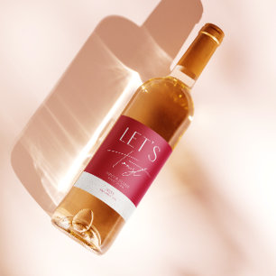 Étiquette Pour Bouteilles De Vin Bouteille de Mariage personnalisée Magenta minimal