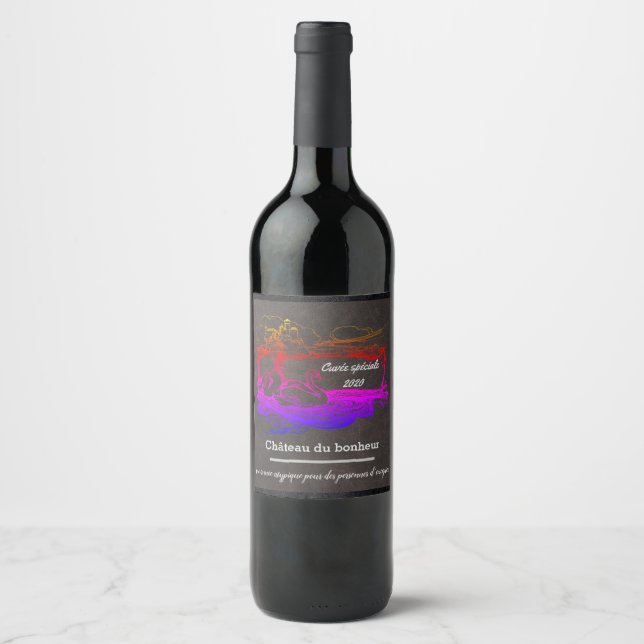 Étiquette Pour Bouteilles De Vin Bouteille de vin personnalisée (Devant)