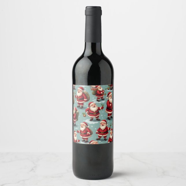 Étiquette Pour Bouteilles De Vin Bouteille de vin Santa Claus accessoires intérieur (Devant)