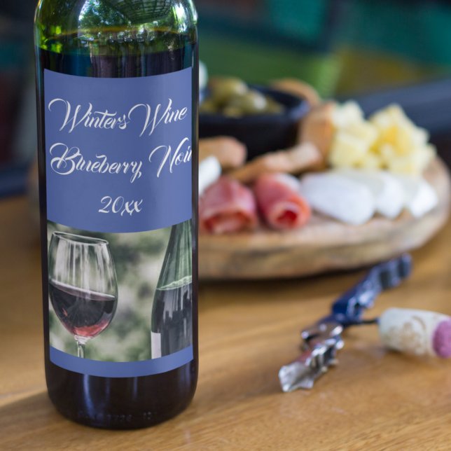 Étiquette Pour Bouteilles De Vin Bouteilles de vin Royal Blue personnalisées Photo (Créateur téléchargé)