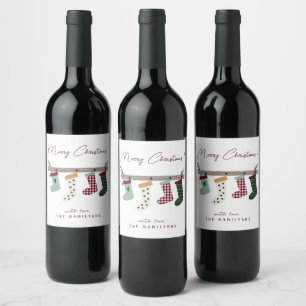Étiquette Pour Bouteilles De Vin Bouton classique rond pour Noël