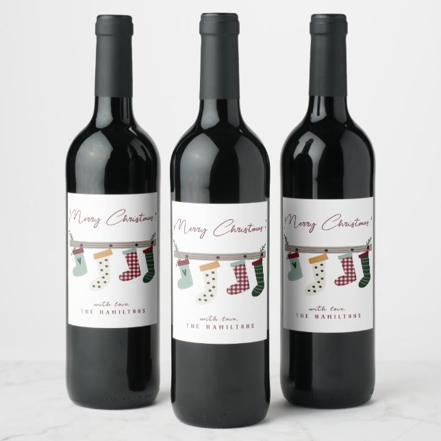 Étiquette Pour Bouteilles De Vin Bouton classique rond pour Noël (Bouteilles)