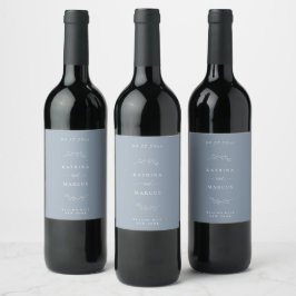 Étiquette Pour Bouteilles De Vin Branche botanique moderne Dusty Mariage bleu
