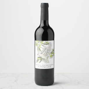 Étiquette Pour Bouteilles De Vin Branches de la colombe et de l'olive Étiquette de