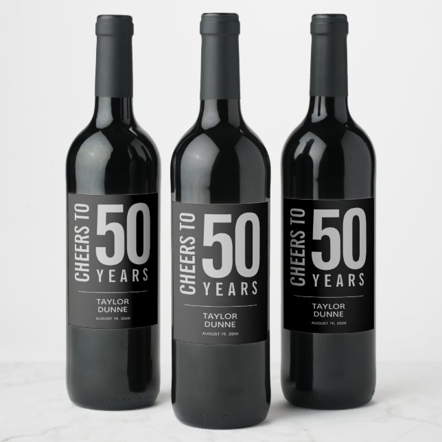 Étiquette Pour Bouteilles De Vin Bravo à 50 ans Noir et Argent (Bouteilles)