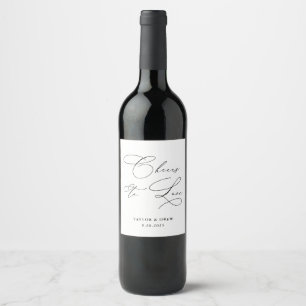 Étiquette Pour Bouteilles De Vin Bravo à aimer le Mariage minimaliste noir et blanc