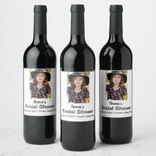 Étiquette Pour Bouteilles De Vin Bridal shower Personalized Name Photo