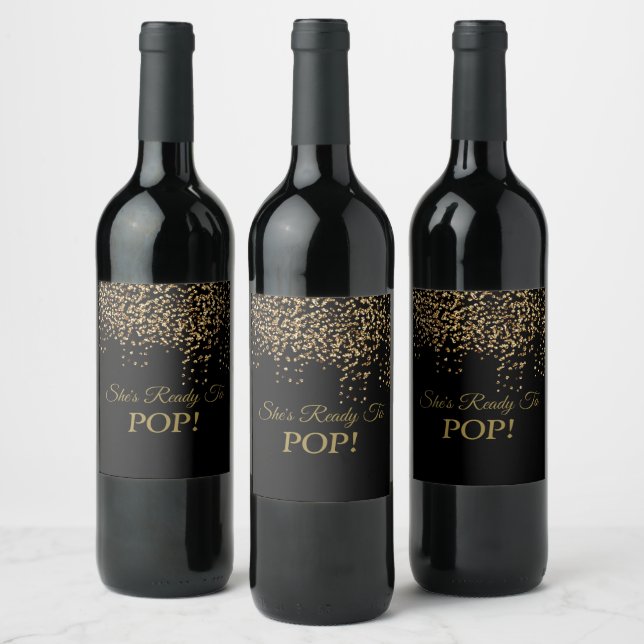 Étiquette Pour Bouteilles De Vin BRIDE & Bridesmaid Black Gold Sparkle Shoot Party (Bouteilles)