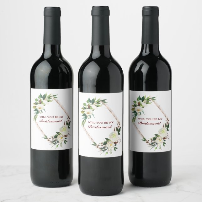 Étiquette Pour Bouteilles De Vin Bridesmaid White Roses (Bouteilles)