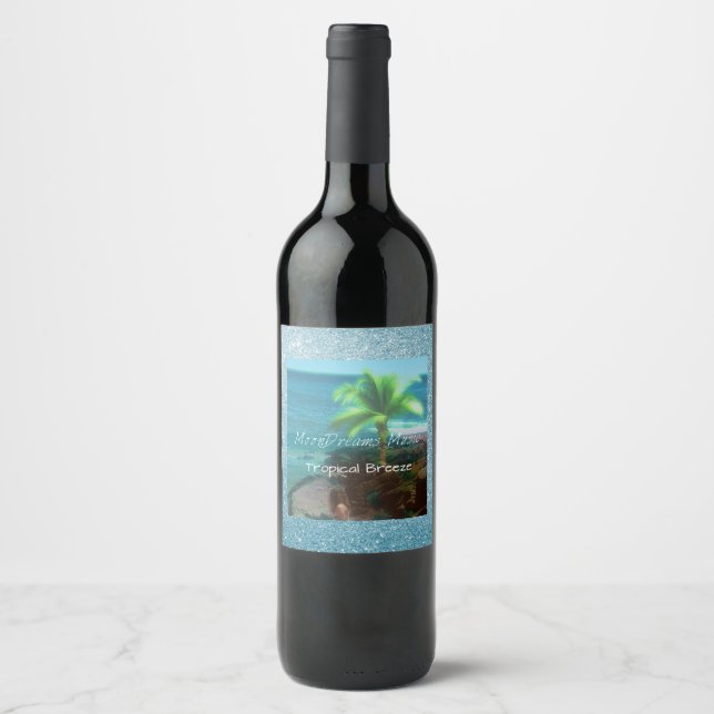 Étiquette Pour Bouteilles De Vin Brise tropicale (Devant)