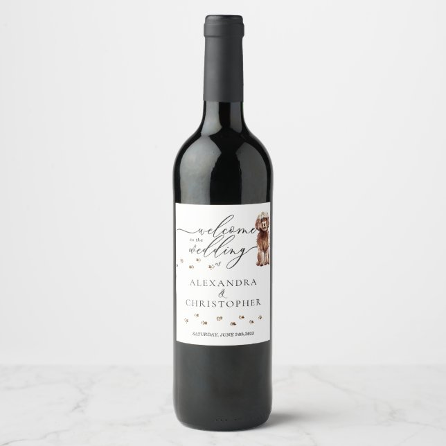 Étiquette Pour Bouteilles De Vin Brown Cavapoo Chien Cute mariage (Devant)