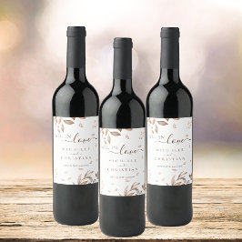 Étiquette Pour Bouteilles De Vin Brown Fall In Love Autumn Foliage Mariage