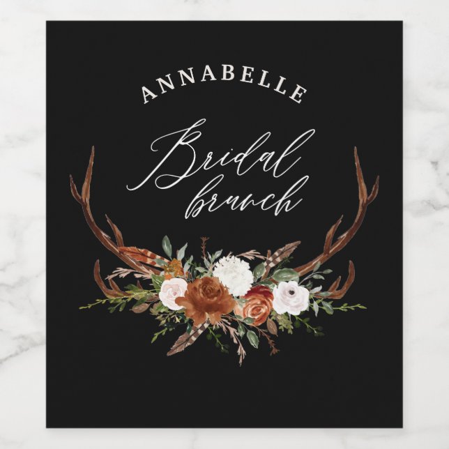 Étiquette Pour Bouteilles De Vin brunch botanique rustique de rouille noire (Étiquettes simples)