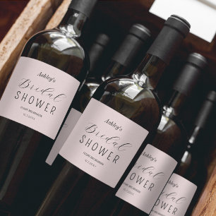 Étiquette Pour Bouteilles De Vin Brunch Fête des mariées rose vif