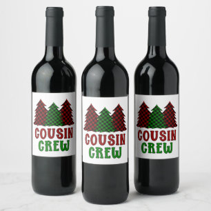 Étiquette Pour Bouteilles De Vin Buffalo de l'équipage Cousin Plaid Christmas Tree