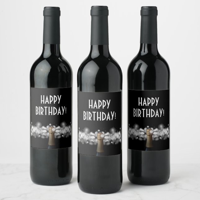 Étiquette Pour Bouteilles De Vin Bulles en noir (Bouteilles)