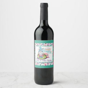 Étiquette Pour Bouteilles De Vin Bunny de Pâques Gnome personnalisé