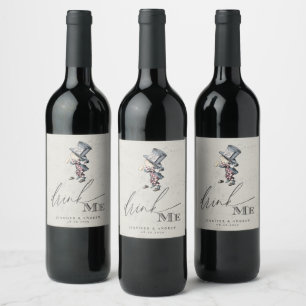 Étiquette Pour Bouteilles De Vin Buvez-Moi Vintage Alice En Mariage Wonderland