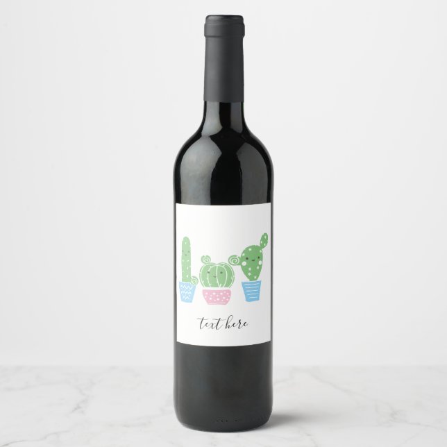 Étiquette Pour Bouteilles De Vin cactus, succulent, mignonette fiesta, mexicaine, (Devant)