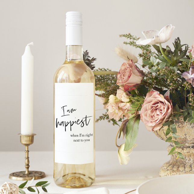 Étiquette Pour Bouteilles De Vin Cadeau de citation romantique noire tendance (Créateur téléchargé)