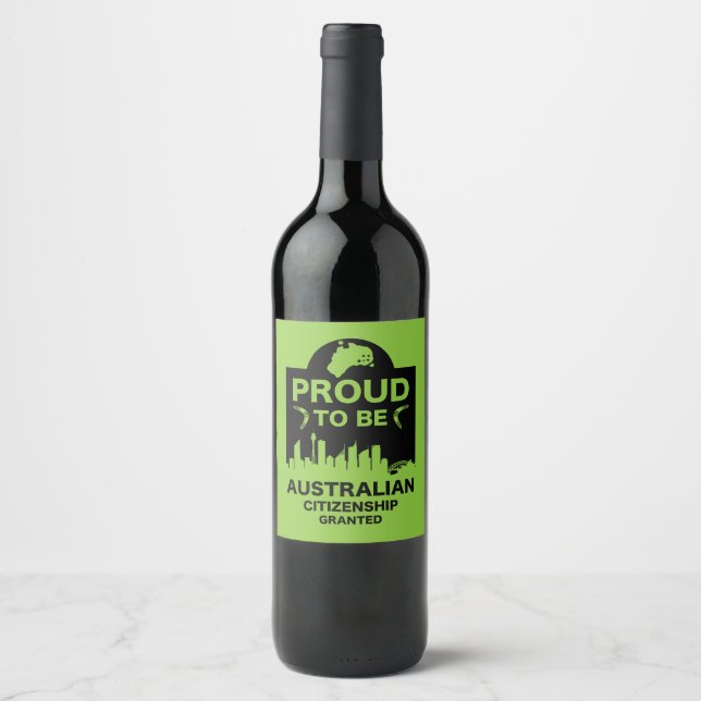 Étiquette Pour Bouteilles De Vin Cadeau de citoyenneté australienne (Devant)